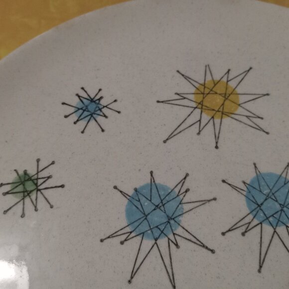 Set of 2 vintage plates Les Etoiles atomic mcm starbust - Picture 2 of 3